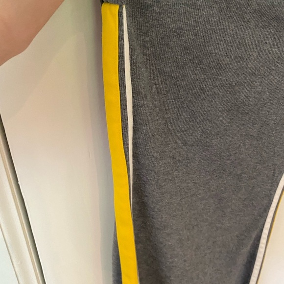 Grey T-Shirt Dress w/ Yellow/White Stripe on Side - Picture 4 of 7